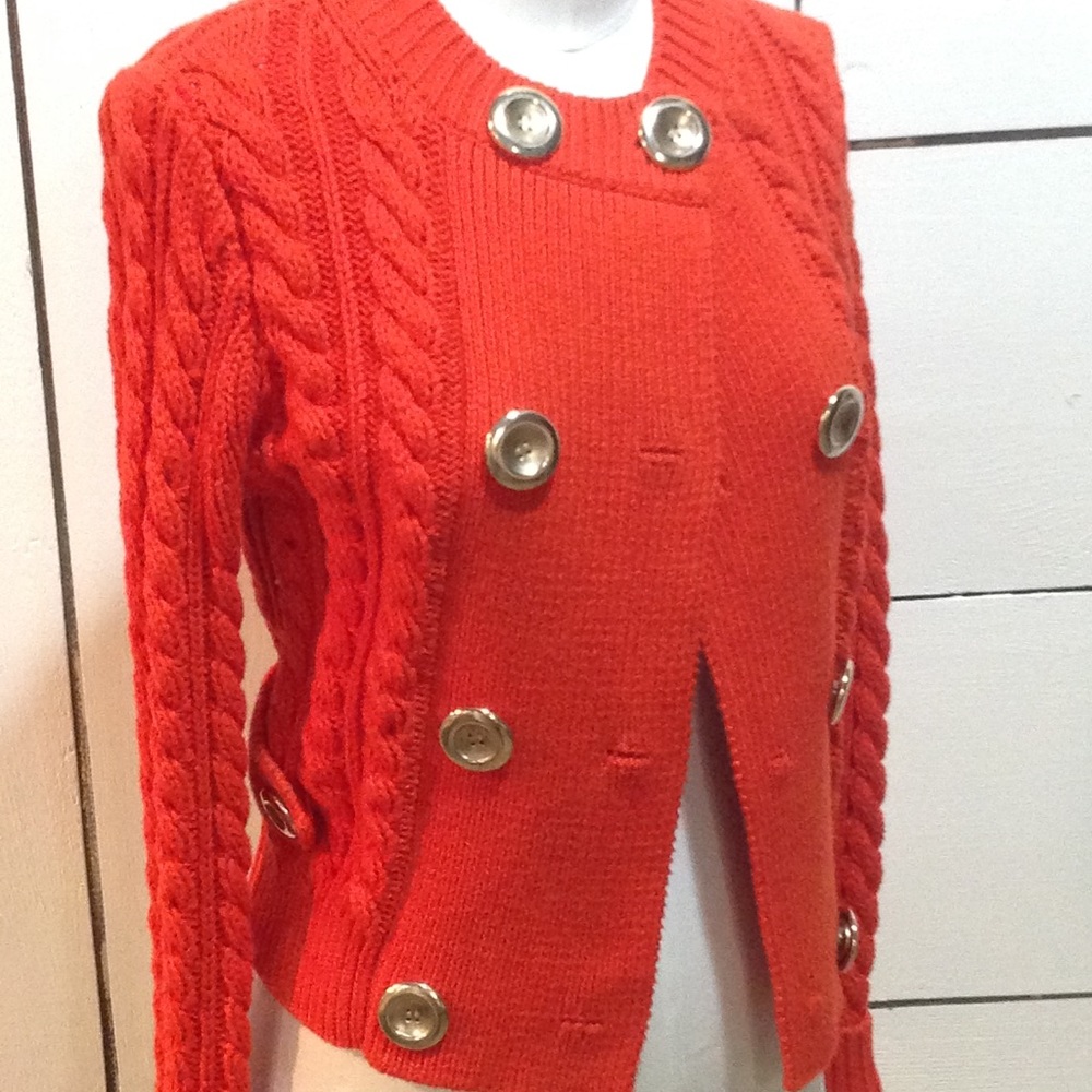 Fiery red cotton cable sweater from J Crew